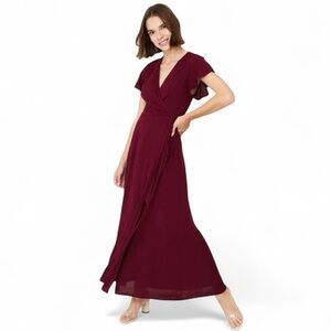 New York & Co Burgundy Wine Wrap Maxi Dress NWT Size Medium Formal Wedding Guest